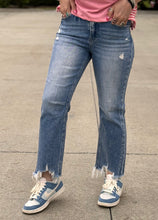 Load image into Gallery viewer, High Rise Straight Distressed Hem Risen Jeans
