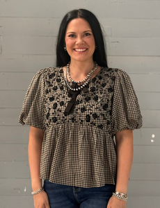 Black Gingham Babydoll Top