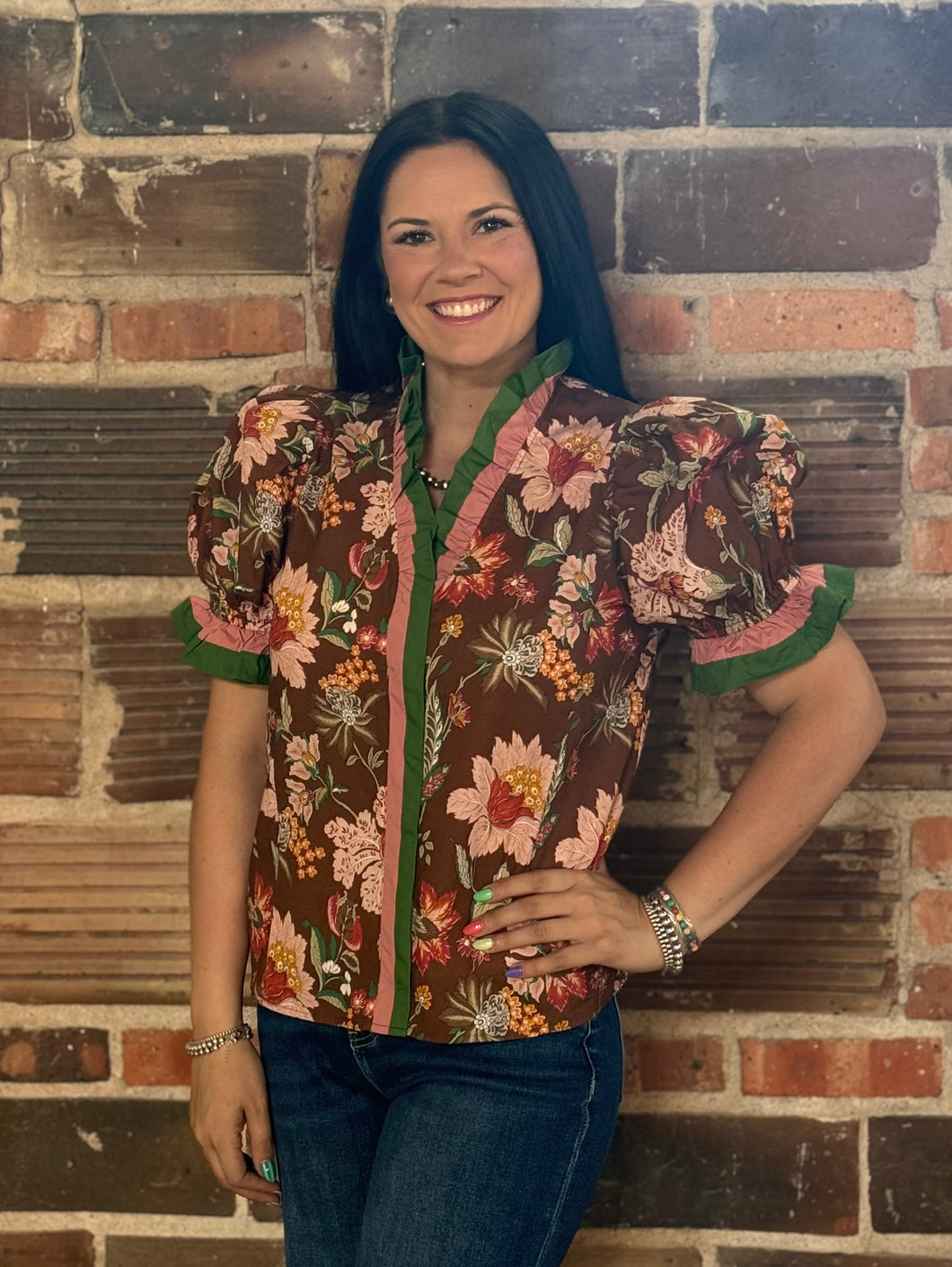 Floral Puff Sleeve Top **2 COLORS** - PLUS