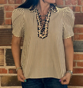 Mix Collared Top