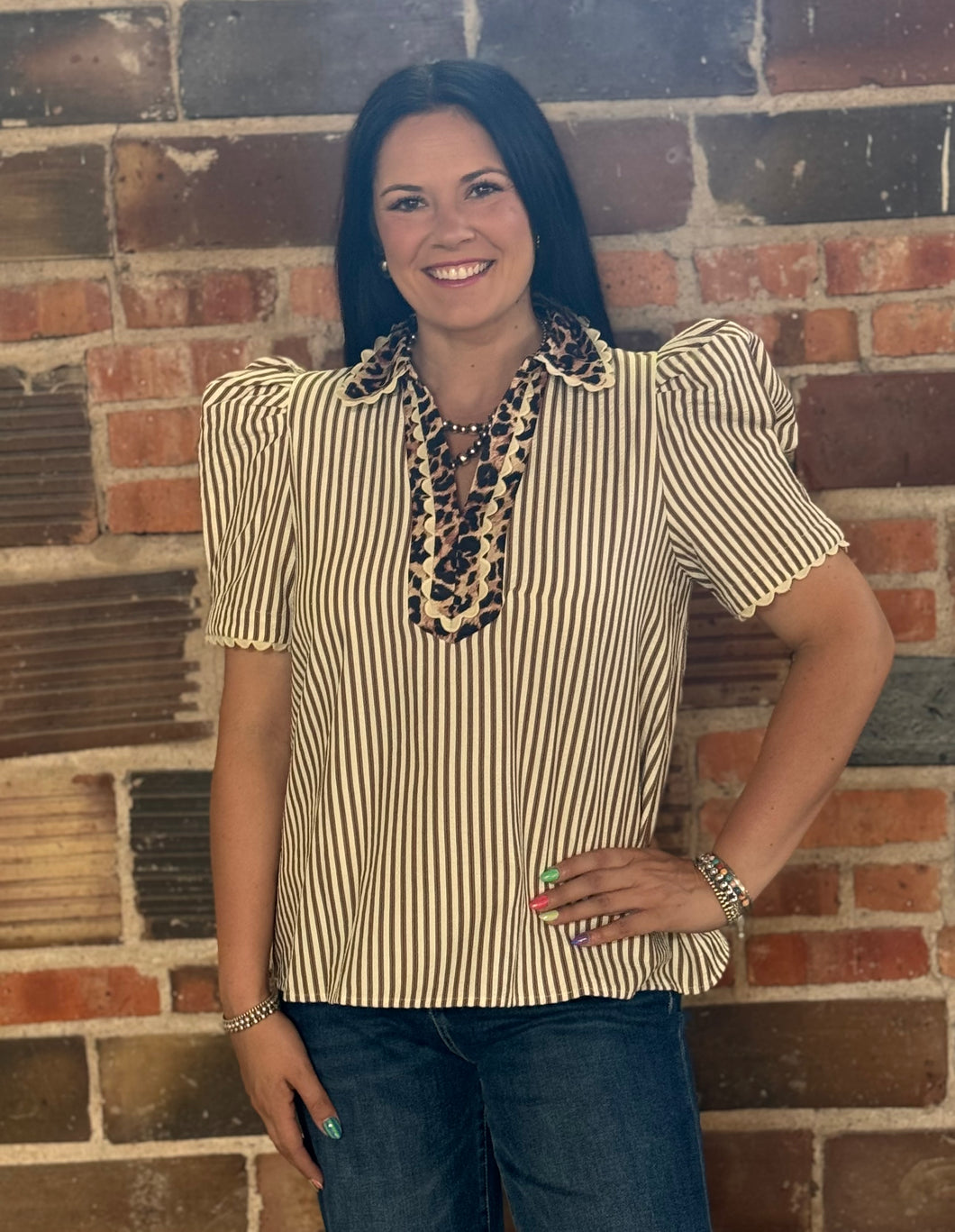 Mix Collared Top