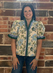 Floral Puff Sleeve Top **2 COLORS** - PLUS