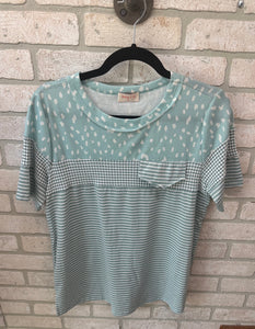 Aqua Colorblock Top