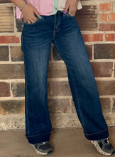 Load image into Gallery viewer, Dark Wash Wide Leg Trouser Hem Lovervet Jeans
