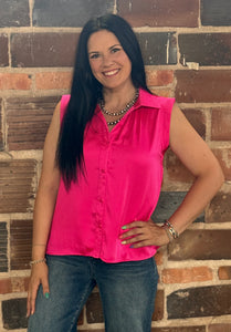 Satin Collared Tank Top **2 COLORS**
