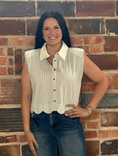 Load image into Gallery viewer, Pinstriped Collared Top **2 COLORS**
