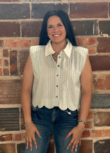 Load image into Gallery viewer, Pinstriped Collared Top **2 COLORS**
