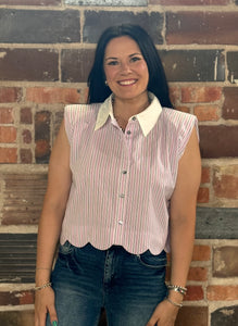 Pinstriped Collared Top **2 COLORS**