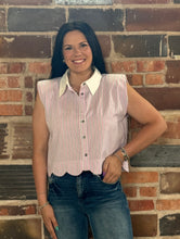 Load image into Gallery viewer, Pinstriped Collared Top **2 COLORS**
