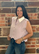 Load image into Gallery viewer, Pinstriped Collared Top **2 COLORS**
