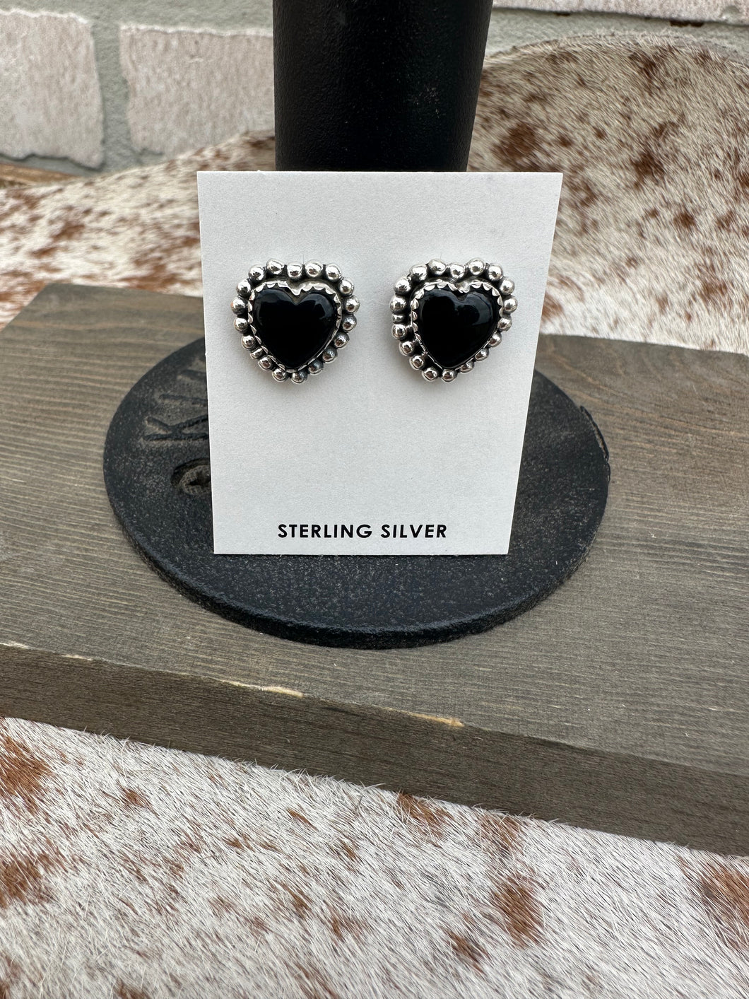 Black Onyx Heart Earrings