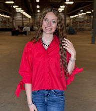 Load image into Gallery viewer, Solid Collared Tie Sleeve Top ** 2 COLORS **
