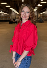 Load image into Gallery viewer, Solid Collared Tie Sleeve Top ** 2 COLORS **
