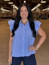 Load image into Gallery viewer, Gingham Flutter Sleeve Top **3 COLORS**
