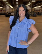 Load image into Gallery viewer, Gingham Flutter Sleeve Top **3 COLORS**
