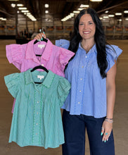 Load image into Gallery viewer, Gingham Flutter Sleeve Top **3 COLORS**
