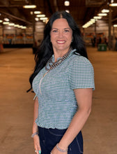 Load image into Gallery viewer, Gingham Smocked Zip Up Top **2 COLORS**
