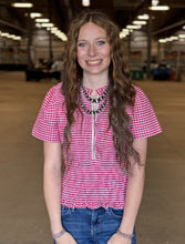 Load image into Gallery viewer, Gingham Smocked Zip Up Top **2 COLORS**
