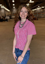 Load image into Gallery viewer, Gingham Smocked Zip Up Top **2 COLORS**
