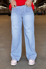 Load image into Gallery viewer, High Rise Stripe Pocket Wide Leg Trouser Hem Vervet Jeans
