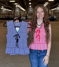 Load image into Gallery viewer, Gingham Smocked Bow Top **2 COLORS**

