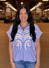 Load image into Gallery viewer, Pinstriped Floral Applique Top ** 2 COLORS **
