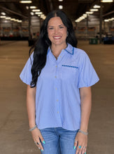 Load image into Gallery viewer, Pinstriped Button Down Top ** 3 COLORS **
