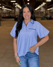Load image into Gallery viewer, Pinstriped Button Down Top ** 3 COLORS **
