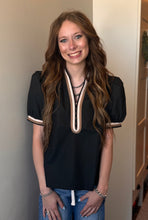 Load image into Gallery viewer, Contrast Binding V Neck Top ** 3 COLORS **
