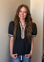 Load image into Gallery viewer, Contrast Binding V Neck Top ** 3 COLORS **
