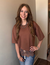 Load image into Gallery viewer, Solid Lace Hem Top ** 3 COLORS ** - PLUS
