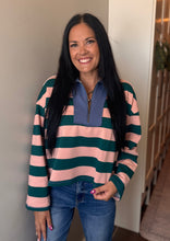 Load image into Gallery viewer, Pink And Green Striped Pullover
