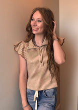 Load image into Gallery viewer, Gingham Scallop Trip Snap Top **2 COLORS**
