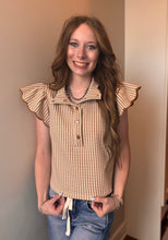 Load image into Gallery viewer, Gingham Scallop Trip Snap Top **2 COLORS**
