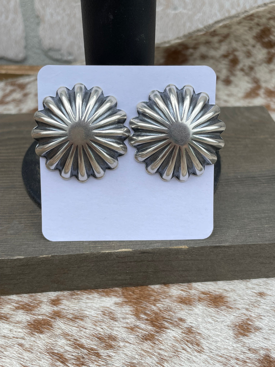 Big Flower Sterling Silver Earrings
