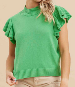 Knit Ruffle Shoulder Sweater Top **6 COLORS**