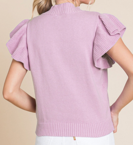 Knit Ruffle Shoulder Sweater Top **6 COLORS**