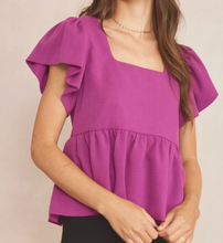 Load image into Gallery viewer, Square Neck Peplum Top **3 COLORS** Restock
