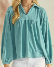 Load image into Gallery viewer, Jacquard Collared Top **2 COLORS** -PLUS
