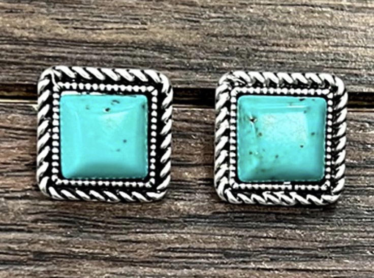 Turquoise Square Earrings