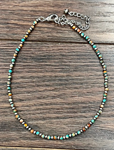 15" 4mm Navajo Pearl And Gemstone Necklace