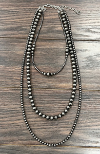 30" 3 Strand Polished Navajo Pearl Necklace