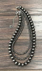 24" 3 Strand Polished Navajo Pearl Necklace