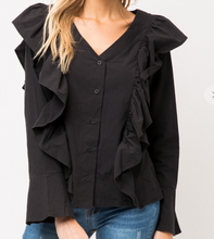 Load image into Gallery viewer, Black Ruffle Top
