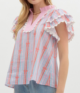 Bow Flutter Sleeve Top