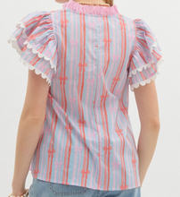 Load image into Gallery viewer, Bow Flutter Sleeve Top
