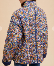 Load image into Gallery viewer, Midnight Blue Floral Quilted Jacket
