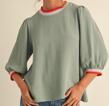Load image into Gallery viewer, Striped Ribbing 3/4 Sleeve Top **3 COLORS**
