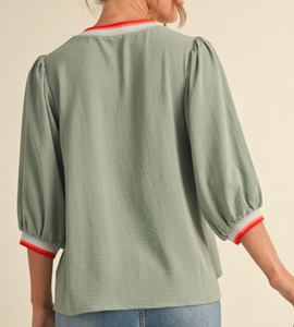 Striped Ribbing 3/4 Sleeve Top **3 COLORS**