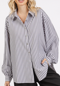 Striped Button Down Top **3 COLORS**